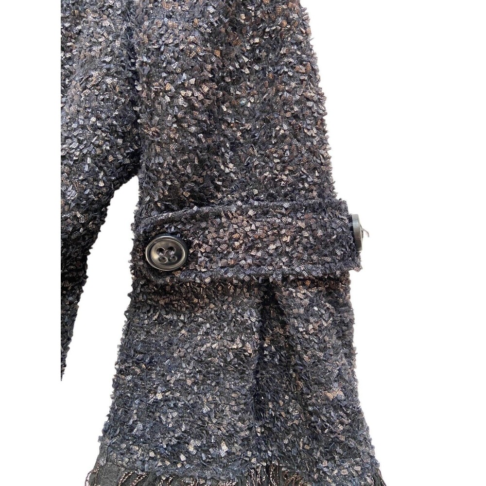 Lafayette 148 Womens Wool Blend Tweed Boucle Open Front Blazer Size 2 Black Crop - Picture 6 of 12
